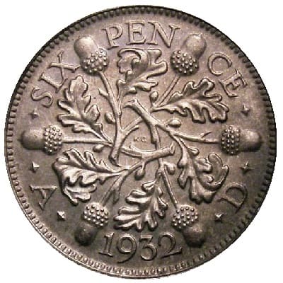 British 1932 Sixpence Value