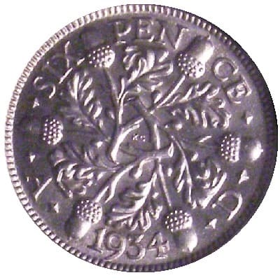 British 1934 Sixpence Value