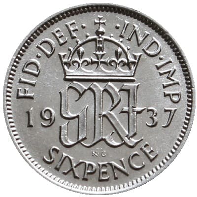 British 1937 Sixpence Value