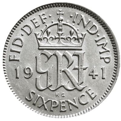 British 1941 Sixpence Value