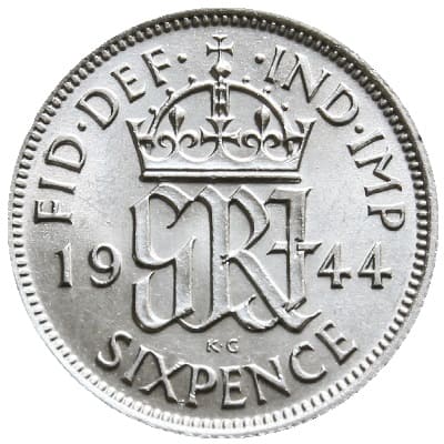 British 1944 Sixpence Value