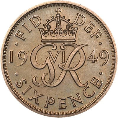 British 1949 Sixpence Value