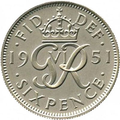 British 1951 Sixpence Value