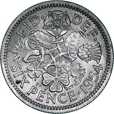 British 1954 Sixpence Value