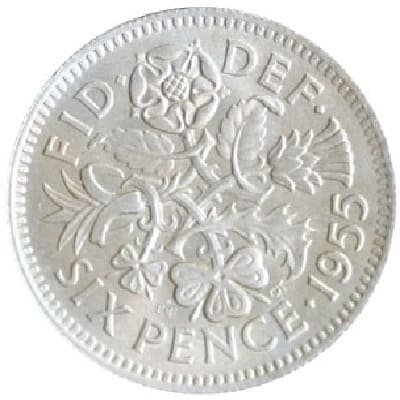 British 1955 Sixpence Value