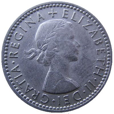 British 1956 Sixpence