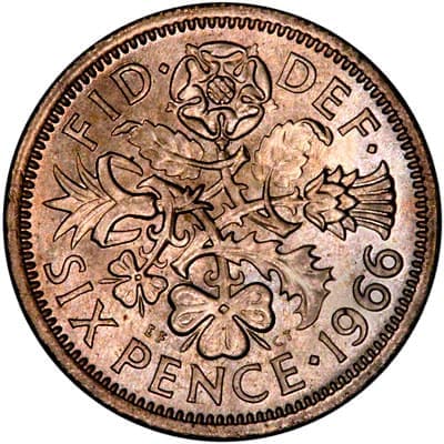 British 1966 Sixpence Value