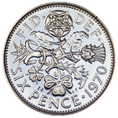 British 1970 Sixpence Value