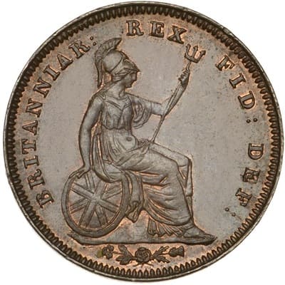 British 1827 Third Farthing Value