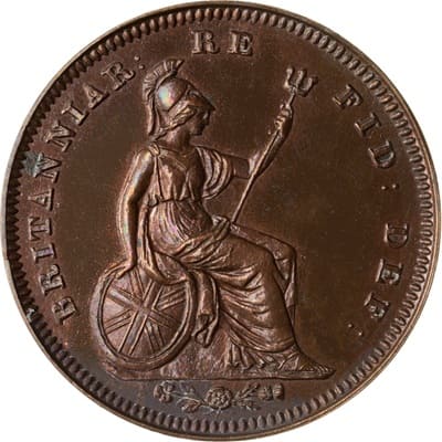 British 1844 Third Farthing Value