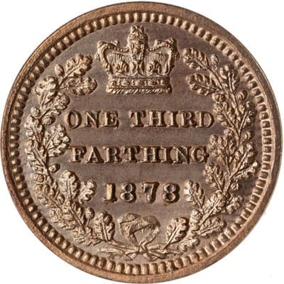 British 1878 Third Farthing Value