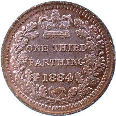 British 1884 Third Farthing Value