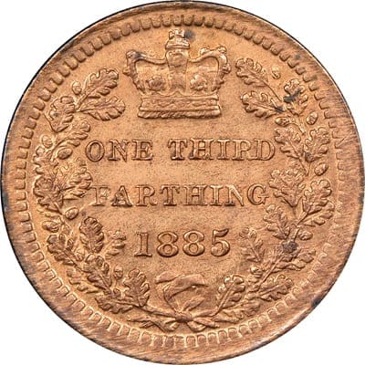 British 1885 Third Farthing Value
