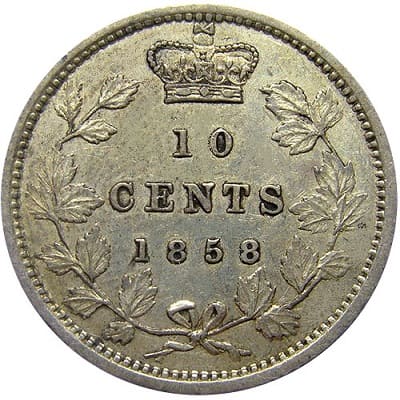 Canadian 1858 10 Cent Value