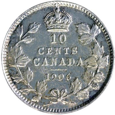 Canadian 1906 10 Cent Value