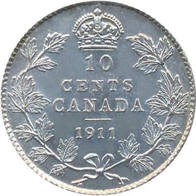 Canadian 1911 10 Cent Value