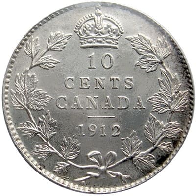 Canadian 1912 10 Cent Value