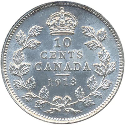 Canadian 1913 10 Cent Value
