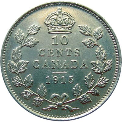 Canadian 1915 10 Cent Value
