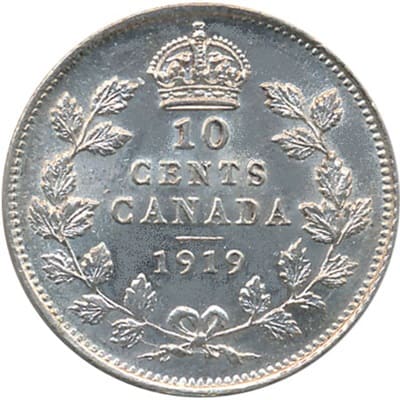 Canadian Canadian 1919 10 Cent Value