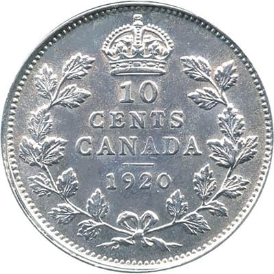 Canadian 1920 10 Cent Value