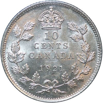 Canadian 1921 10 Cent Value