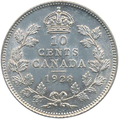 Canadian 1928 10 Cent Value