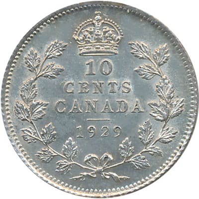 Canadian 1929 10 Cent Value