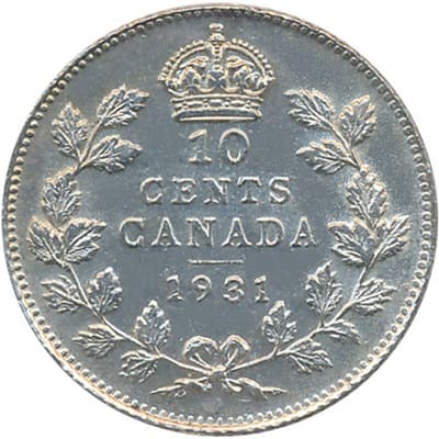 Canadian 1931 10 Cent Value