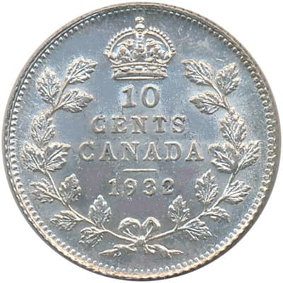 Canadian 1932 10 Cent Value