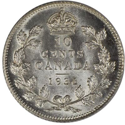 Canadian 1936 10 Cent Value