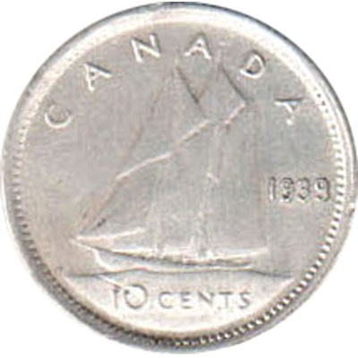 Canadian 1939 10 Cent Value