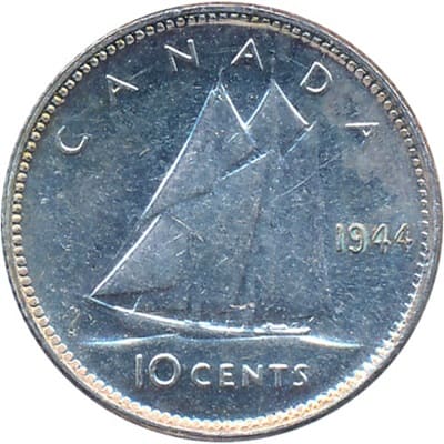 Canadian 1944 10 Cent Value