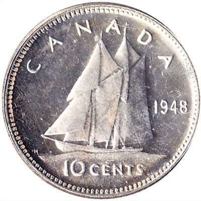 Canadian 1948 10 Cent Value