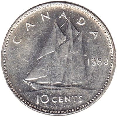 Canadian 1950 10 Cent Value