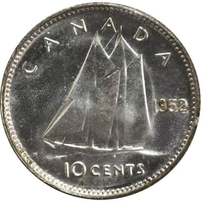 Canadian 1952 10 Cent Value