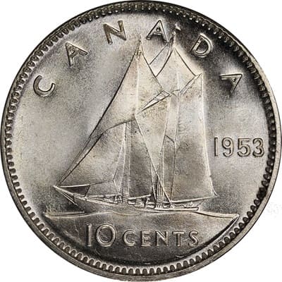 Canadian 1953 10 Cent Value