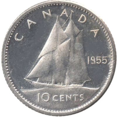Canadian 1955 10 Cent Value