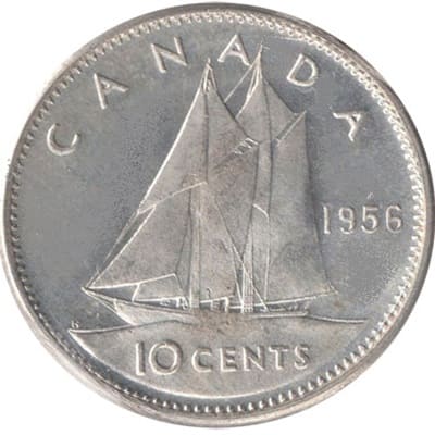Canadian 1956 10 Cent Value
