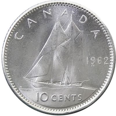Canadian 1962 10 Cent Value