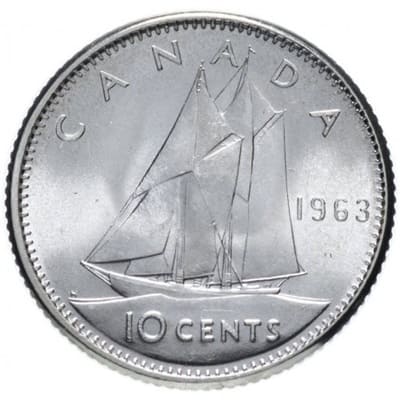 Canadian 1963 10 Cent Value