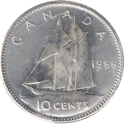 Canadian 1966 10 Cent Value