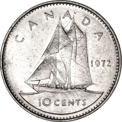 Canadian 1972 10 Cent Value