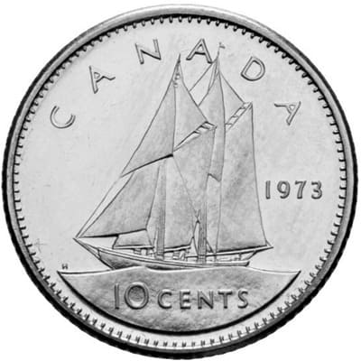 Canadian 1973 10 Cent Value