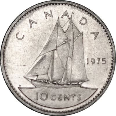 Canadian 1975 10 Cent Value