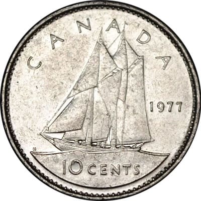 Canadian 1977 10 Cent Value