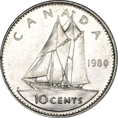 Canadian 1980 10 Cent Value
