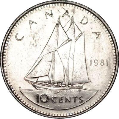 Canadian 1981 10 Cent Value