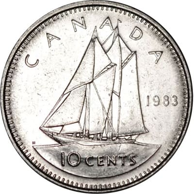 Canadian 1983 10 Cent Value