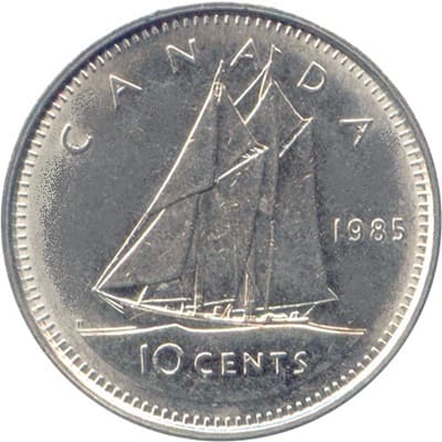 Canadian 1985 10 Cent Value